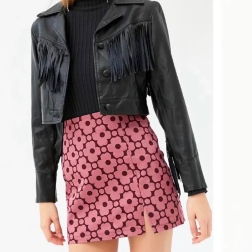 UO purple mauve floral mini bodycon skirt